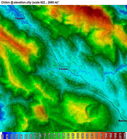 Zoom OUT 2x Chilón, Mexico elevation map