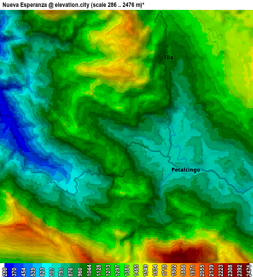 Zoom OUT 2x Nueva Esperanza, Mexico elevation map