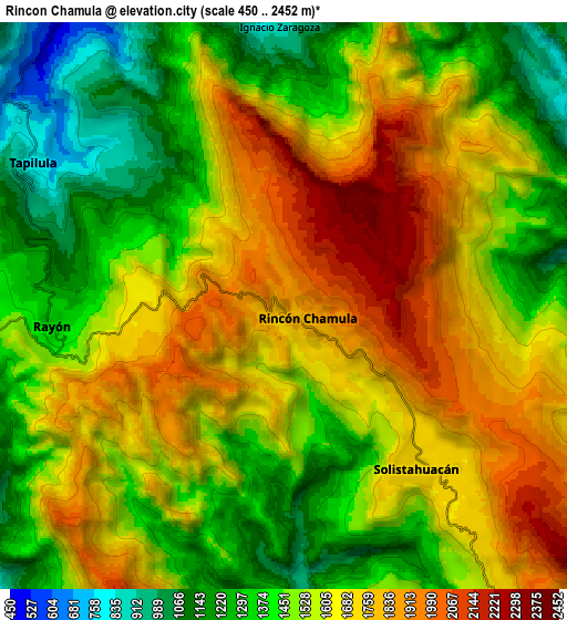 Zoom OUT 2x Rincón Chamula, Mexico elevation map