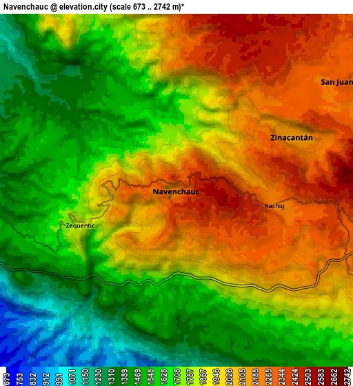Zoom OUT 2x Navenchauc, Mexico elevation map