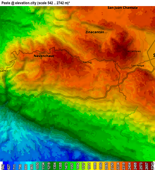 Zoom OUT 2x Pasté, Mexico elevation map