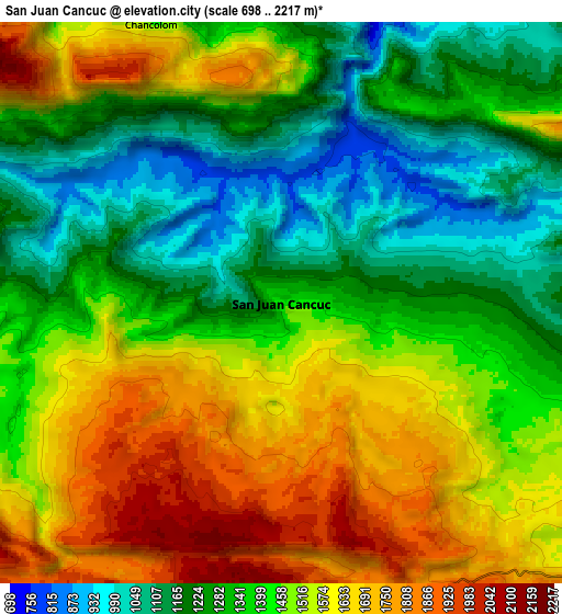 Zoom OUT 2x San Juan Cancuc, Mexico elevation map