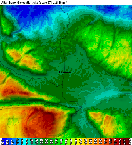 Zoom OUT 2x Altamirano, Mexico elevation map