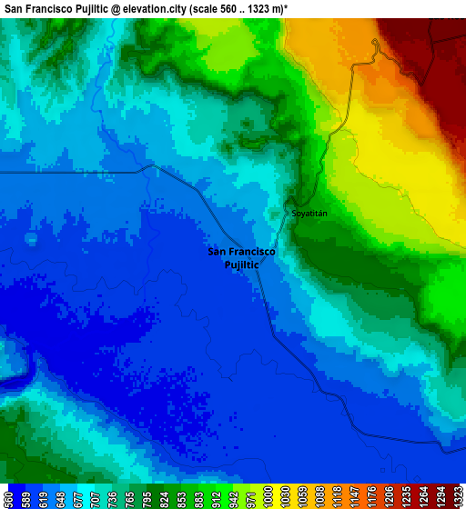 Zoom OUT 2x San Francisco Pujiltic, Mexico elevation map