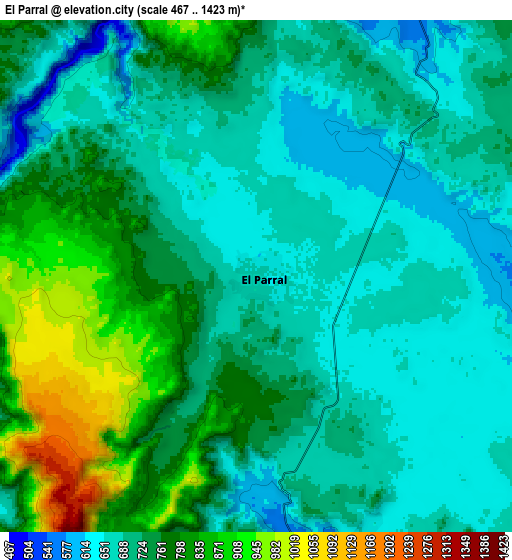 Zoom OUT 2x El Parral, Mexico elevation map