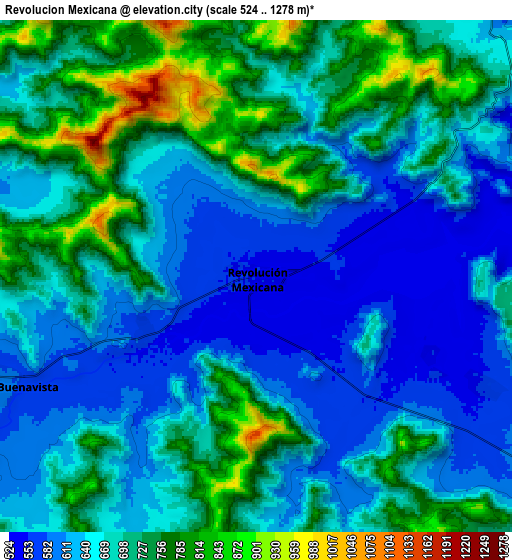 Zoom OUT 2x Revolución Mexicana, Mexico elevation map