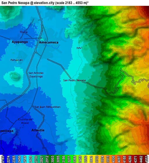 Zoom OUT 2x San Pedro Nexapa, Mexico elevation map