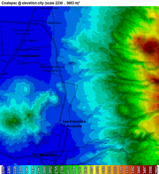 Zoom OUT 2x Coatepec, Mexico elevation map