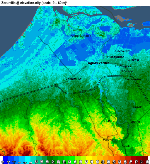 Zoom OUT 2x Zarumilla, Peru elevation map