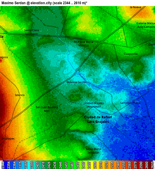 Zoom OUT 2x Máximo Serdán, Mexico elevation map