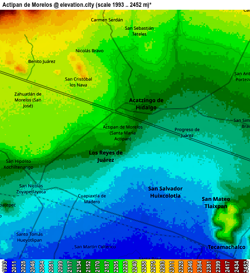 Zoom OUT 2x Actipan de Morelos, Mexico elevation map