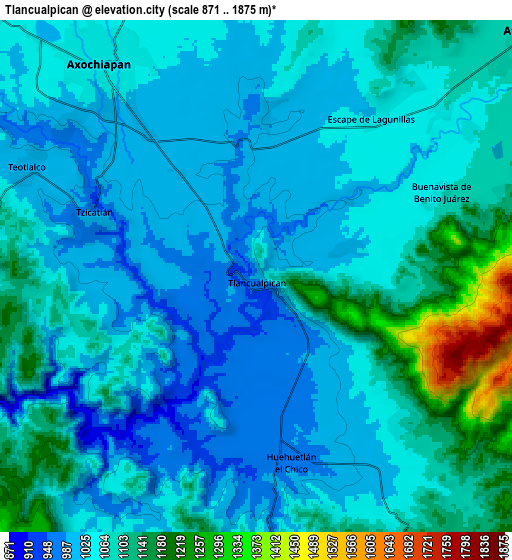 Zoom OUT 2x Tlancualpican, Mexico elevation map