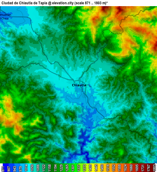 Zoom OUT 2x Ciudad de Chiautla de Tapia, Mexico elevation map