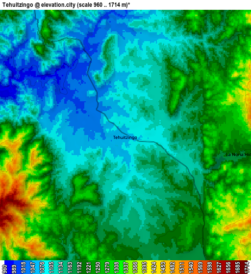 Zoom OUT 2x Tehuitzingo, Mexico elevation map