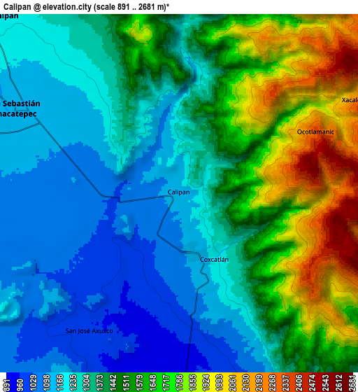 Zoom OUT 2x Calipan, Mexico elevation map