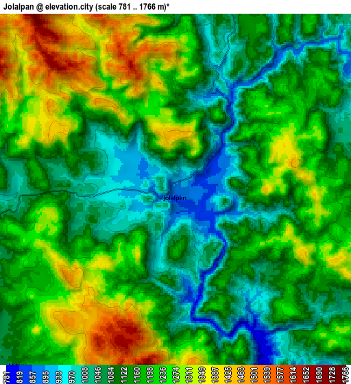 Zoom OUT 2x Jolalpan, Mexico elevation map