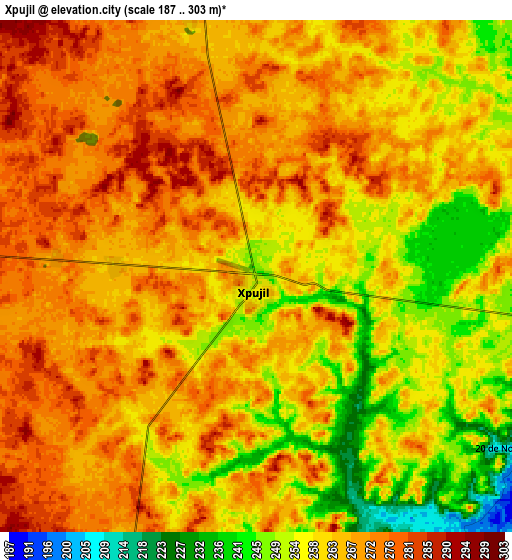 Zoom OUT 2x Xpujil, Mexico elevation map