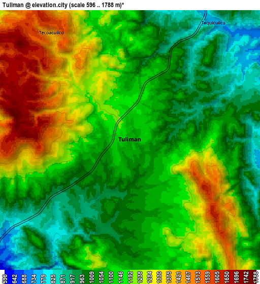 Zoom OUT 2x Tulimán, Mexico elevation map