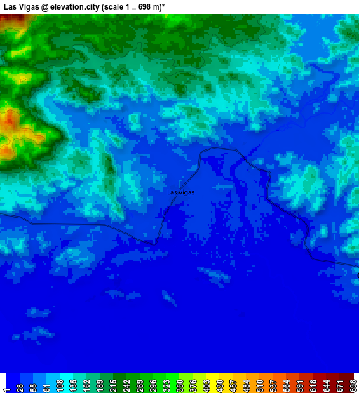 Zoom OUT 2x Las Vigas, Mexico elevation map