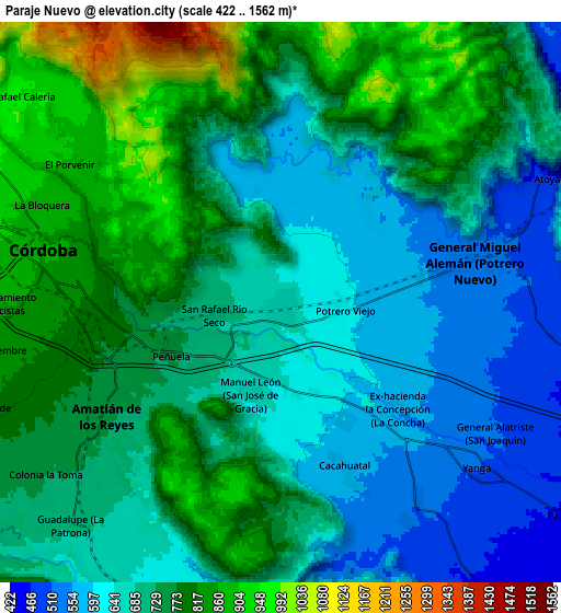 Zoom OUT 2x Paraje Nuevo, Mexico elevation map