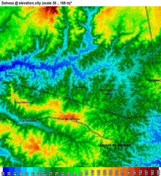 Zoom OUT 2x Dehesa, Mexico elevation map