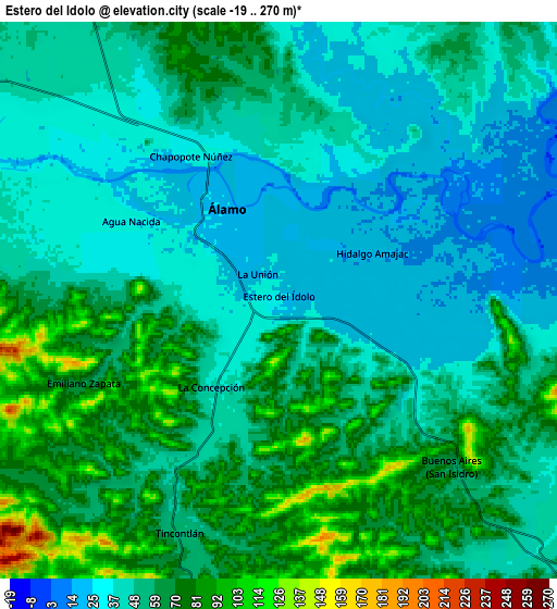 Zoom OUT 2x Estero del Ídolo, Mexico elevation map