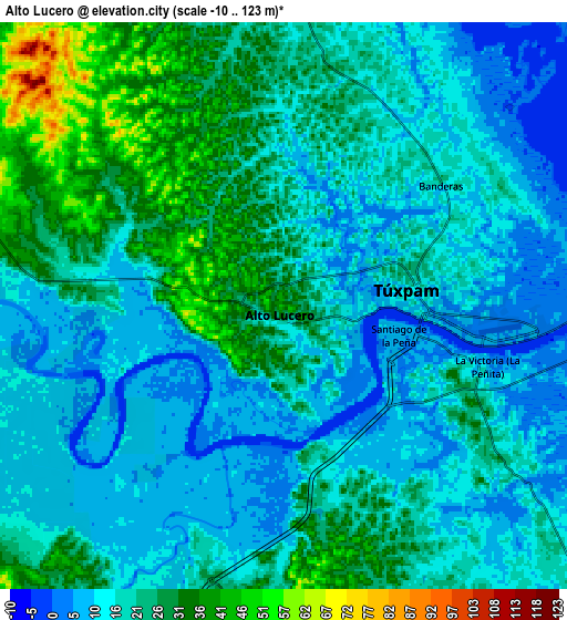 Zoom OUT 2x Alto Lucero, Mexico elevation map