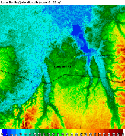 Zoom OUT 2x Loma Bonita, Mexico elevation map