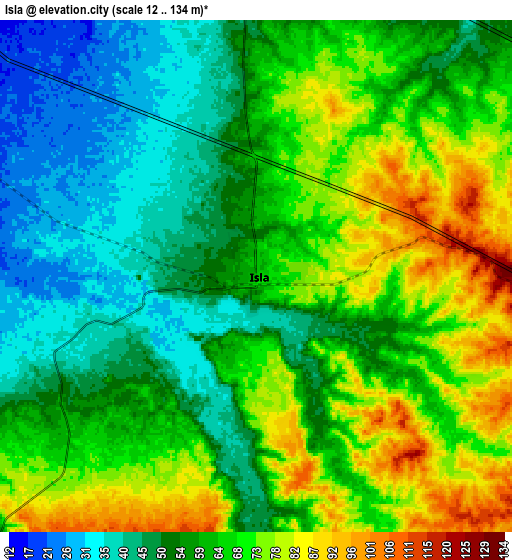 Zoom OUT 2x Isla, Mexico elevation map