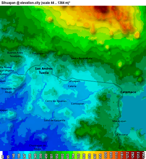 Zoom OUT 2x Sihuapan, Mexico elevation map