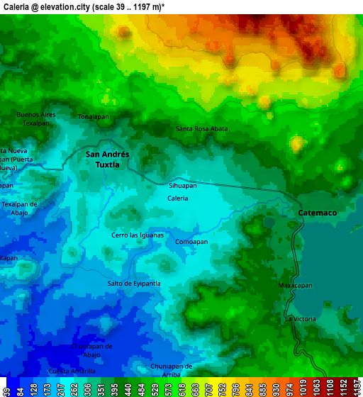 Zoom OUT 2x Calería, Mexico elevation map