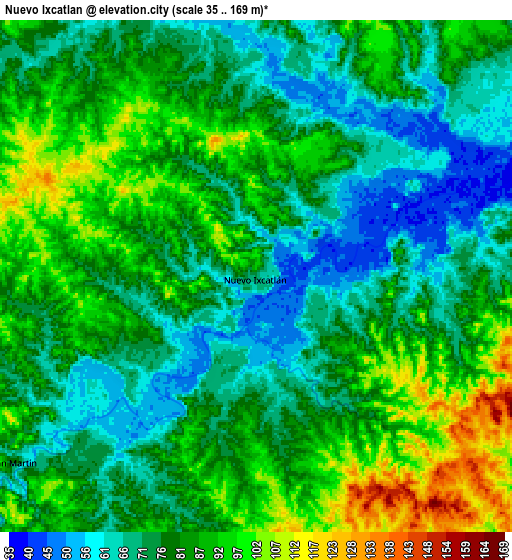 Zoom OUT 2x Nuevo Ixcatlán, Mexico elevation map