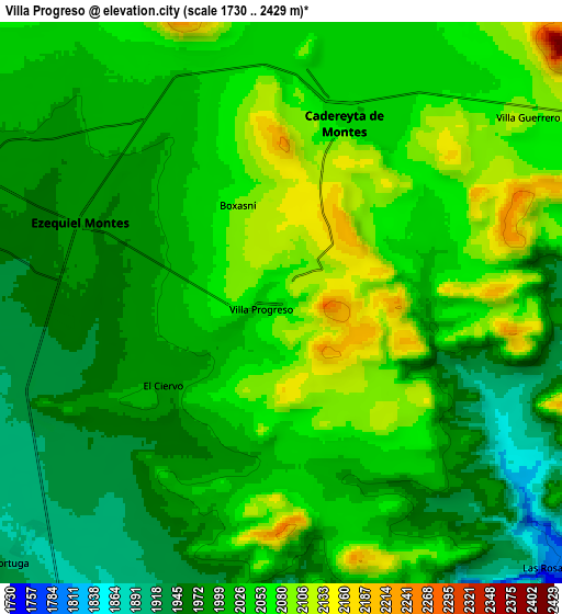 Zoom OUT 2x Villa Progreso, Mexico elevation map