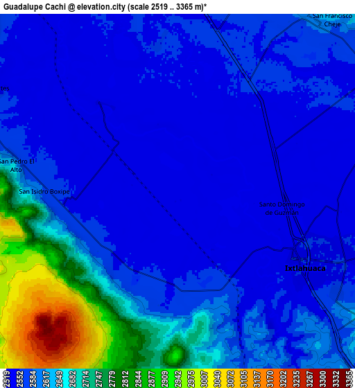 Zoom OUT 2x Guadalupe Cachi, Mexico elevation map