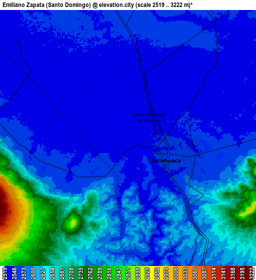 Zoom OUT 2x Emiliano Zapata (Santo Domingo), Mexico elevation map