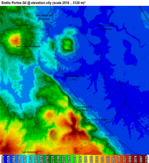 Zoom OUT 2x Emilio Portes Gil, Mexico elevation map