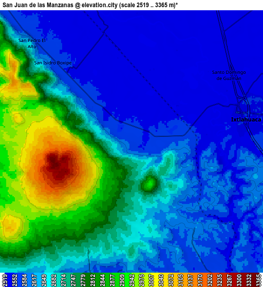 Zoom OUT 2x San Juan de las Manzanas, Mexico elevation map