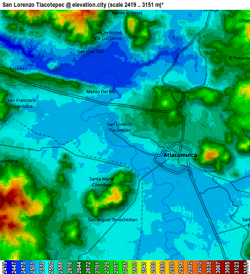 Zoom OUT 2x San Lorenzo Tlacotepec, Mexico elevation map