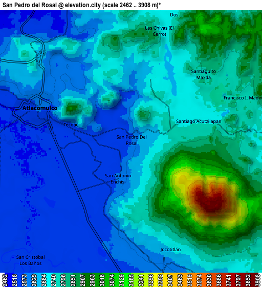 Zoom OUT 2x San Pedro del Rosal, Mexico elevation map