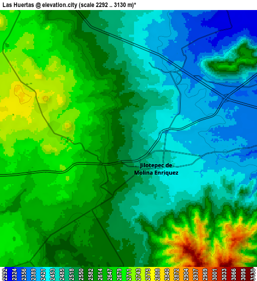 Zoom OUT 2x Las Huertas, Mexico elevation map