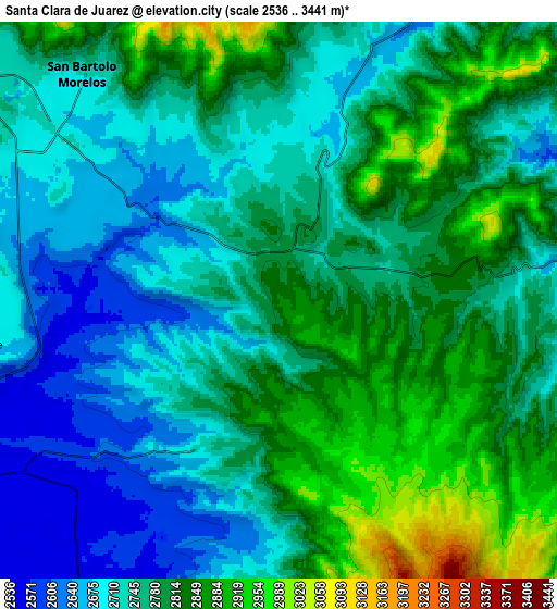 Zoom OUT 2x Santa Clara de Juárez, Mexico elevation map