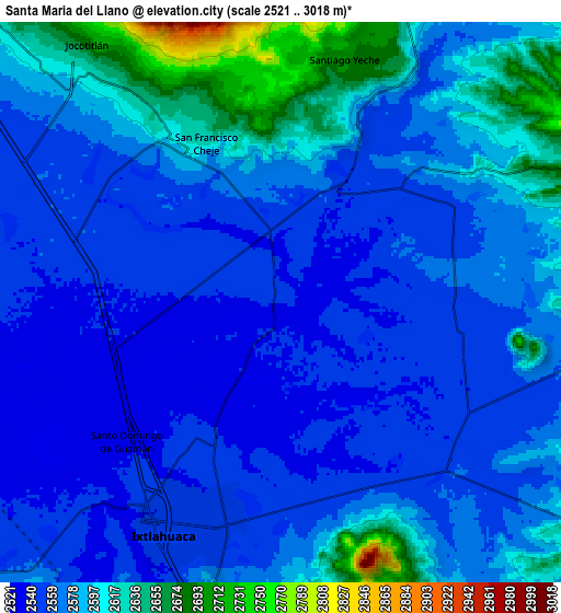 Zoom OUT 2x Santa María del Llano, Mexico elevation map