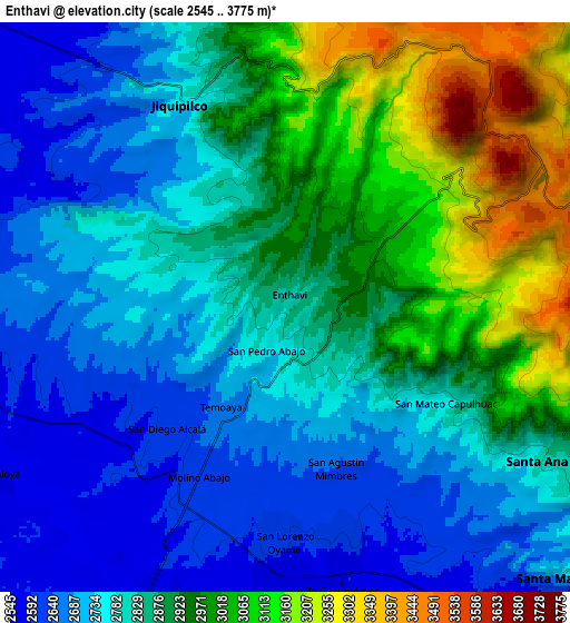 Zoom OUT 2x Enthavi, Mexico elevation map