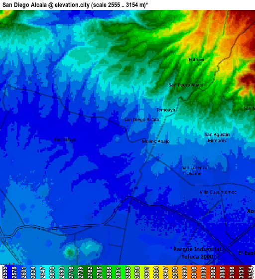 Zoom OUT 2x San Diego Alcalá, Mexico elevation map