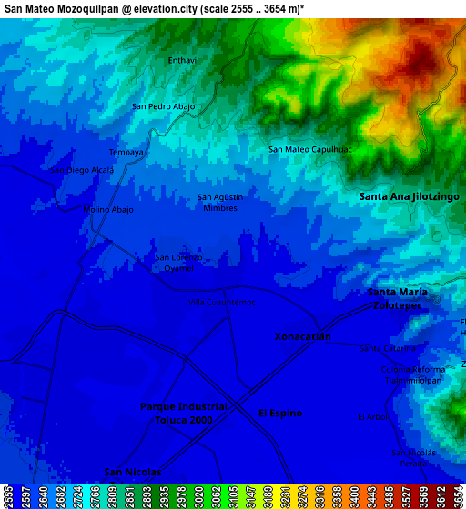 Zoom OUT 2x San Mateo Mozoquilpan, Mexico elevation map