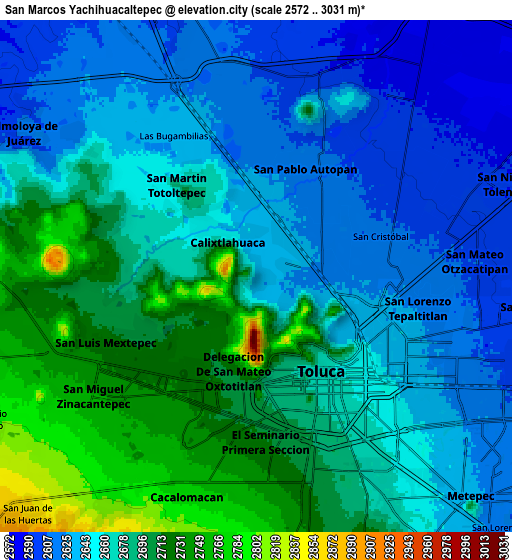 Zoom OUT 2x San Marcos Yachihuacaltepec, Mexico elevation map