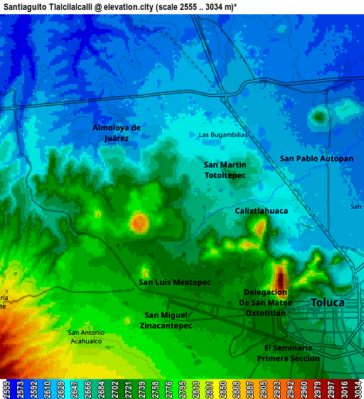 Zoom OUT 2x Santiaguito Tlalcilalcalli, Mexico elevation map