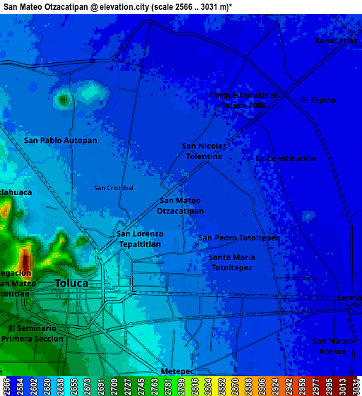 Zoom OUT 2x San Mateo Otzacatipan, Mexico elevation map