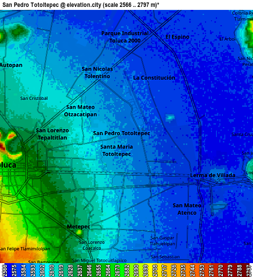 Zoom OUT 2x San Pedro Totoltepec, Mexico elevation map