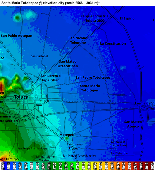 Zoom OUT 2x Santa María Totoltepec, Mexico elevation map